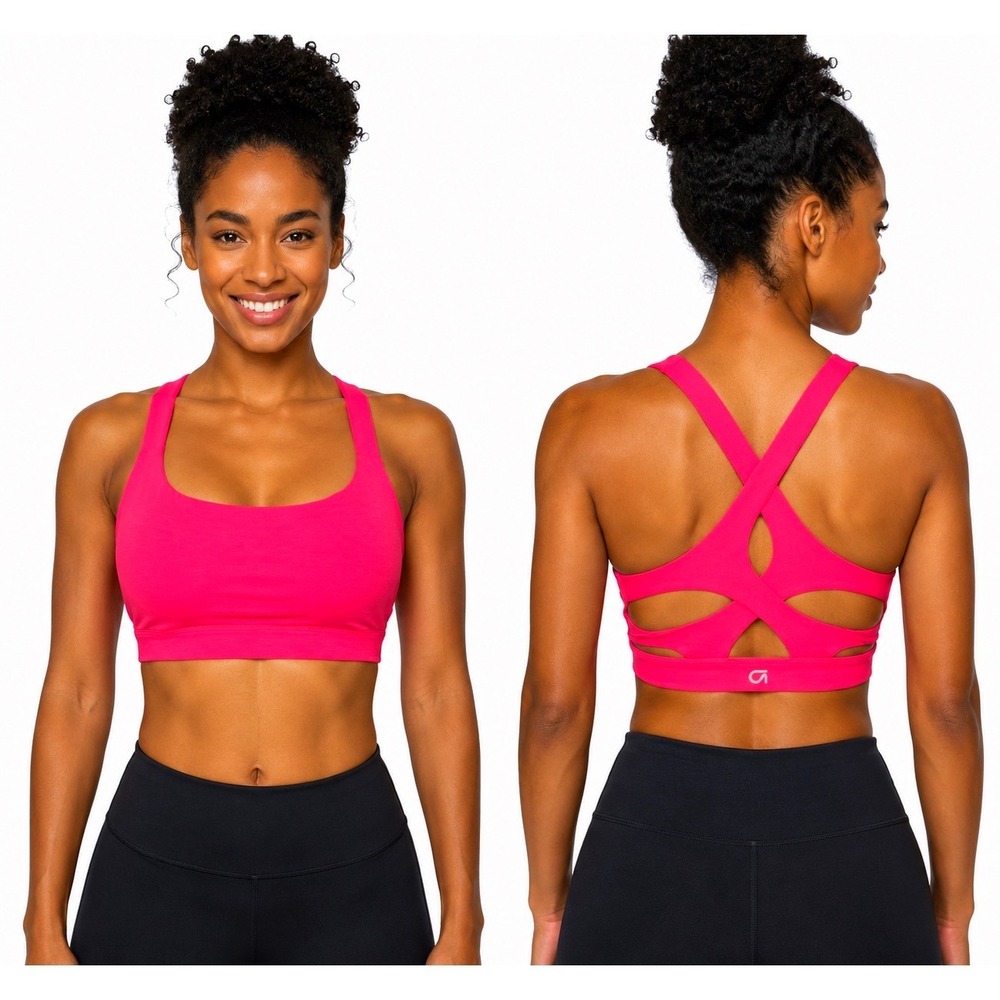 GapFit Breathe Neon Pink Strappy Cross Back Sports Bra S Activewear Y2k 104-86